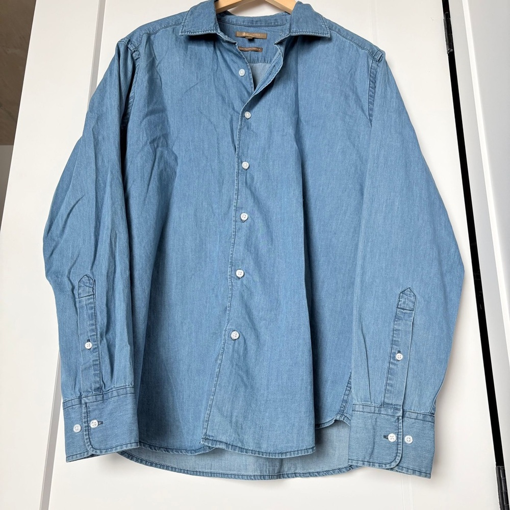 Women Blue Denim Button Shirt - 100% cotton - Large - Oversized Layering